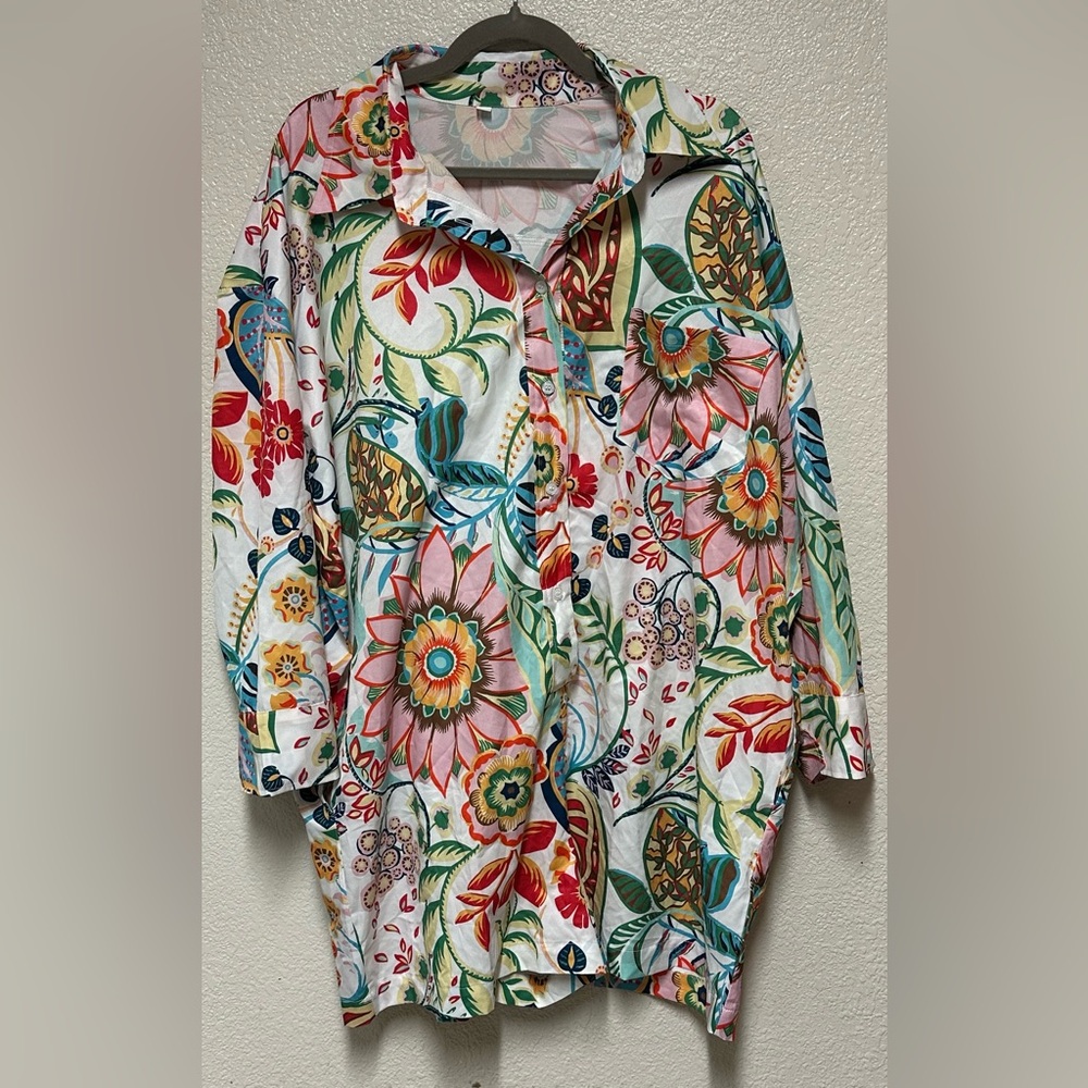 Tropical Button-Up Romper - Size Large